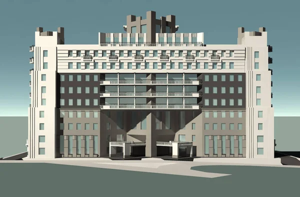 Visualizzazione computerizzata di un appartamento moderno. Modello tridimensionale . — Foto Stock