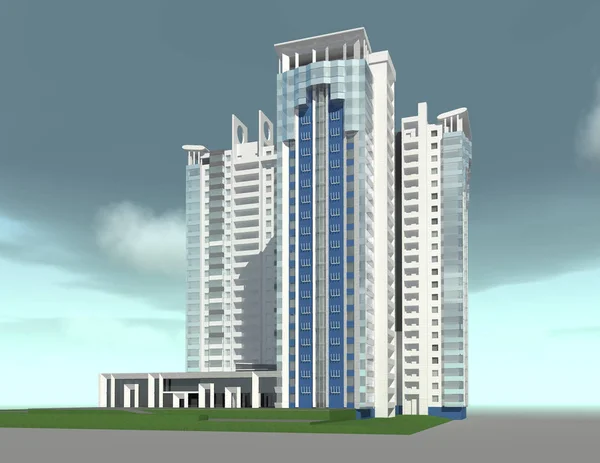 Modern daire bilgisayar görselleştirme. Üç boyutlu model.