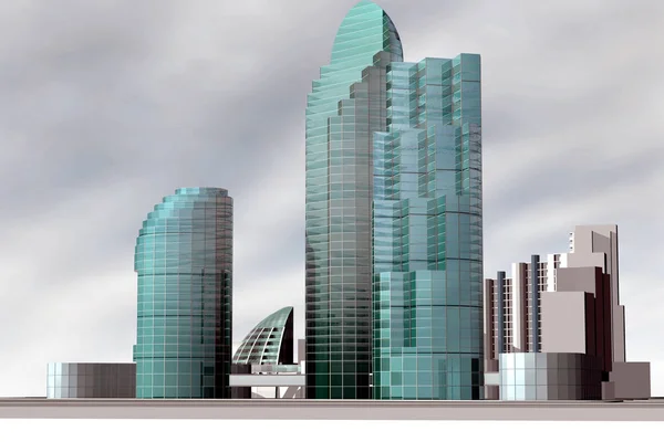 Skupina budov s mrakodrapy. Model . — Stock fotografie