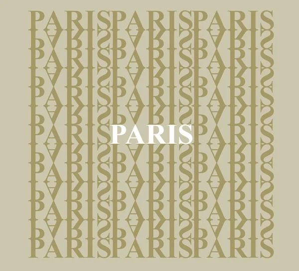 Paris. The city\'s name in English on the background of the pattern of letters.