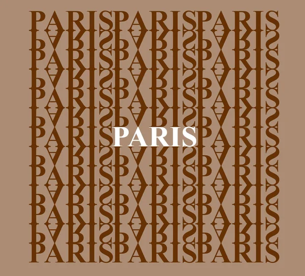 Paris. The city\'s name in English on the background of the pattern of letters.