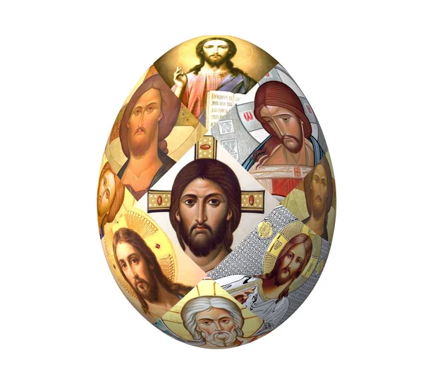 Ovo de Páscoa pintado com ícones — Fotografia de Stock