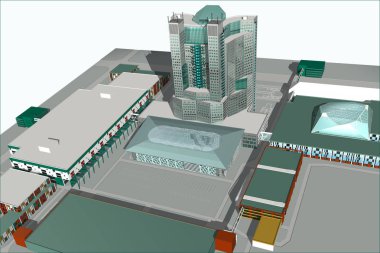 Bir gökdelenin ile modern çok fonksiyonlu Merkezi