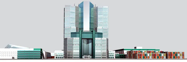 Centro multifuncional moderno com um arranha-céu — Fotografia de Stock