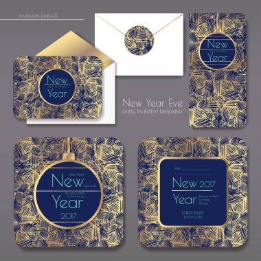 Yeni yıl Partisi Davetiyeleri seti