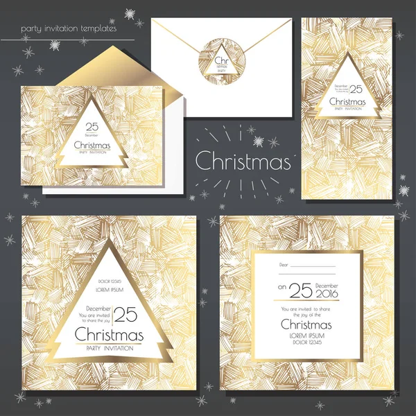 Conjunto de invitaciones para fiestas de Navidad — Vector de stock