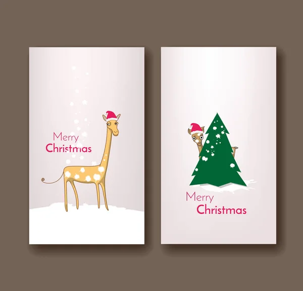 Cartes de voeux de Noël avec des animaux drôles . — Image vectorielle