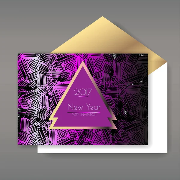 Invitation de fête du Nouvel An avec enveloppe — Image vectorielle