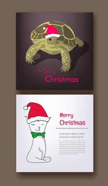 Рождественские открытки с забавными животными . — стоковый вектор