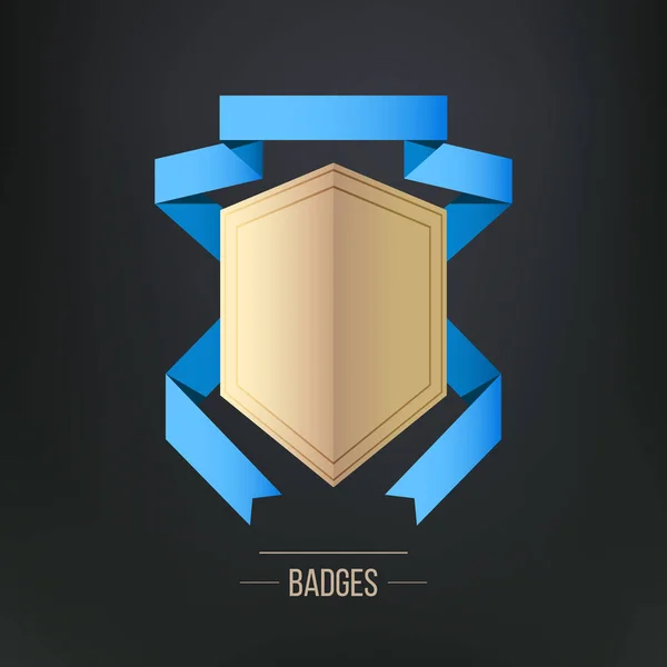 Modern ontwerp badge met blauw lint — Stockvector