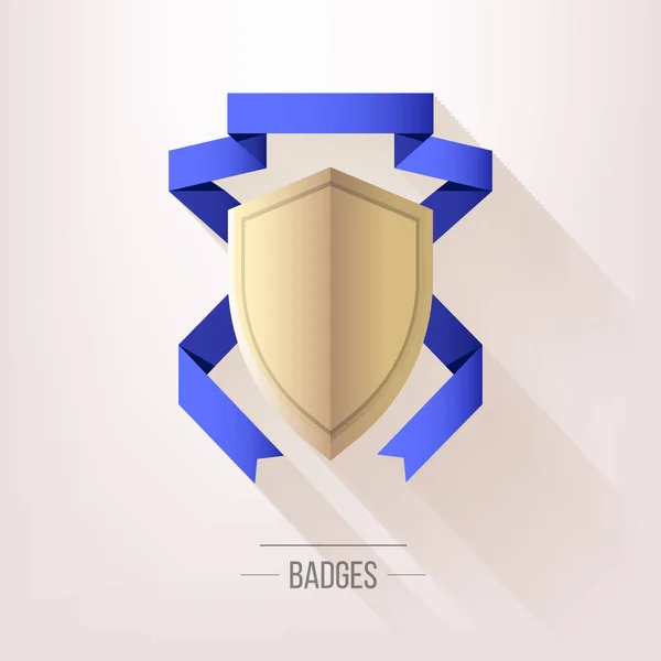 Modern ontwerp badge met blauw lint — Stockvector