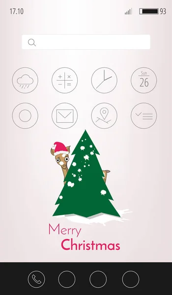 クリスマスの壁紙の携帯電話のインターフェイス. — ストックベクタ