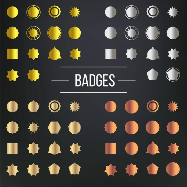 Badge shapes and retro stars shapes — Stock Vector