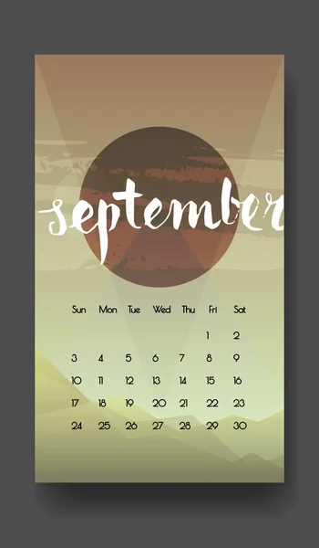 Calendrier carte de septembre — Image vectorielle