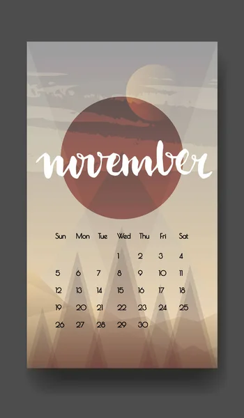 11 月のカレンダー カード — ストックベクタ