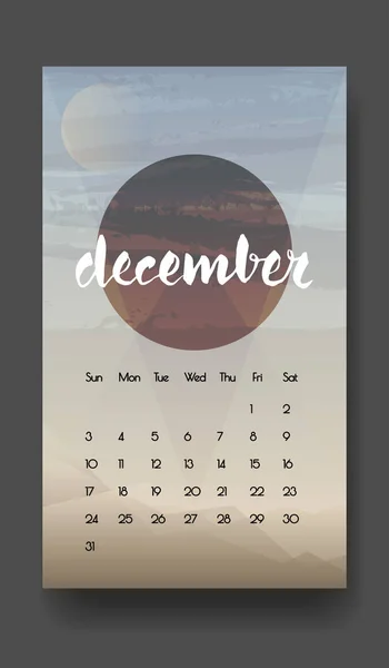 Calendrier carte de décembre — Image vectorielle