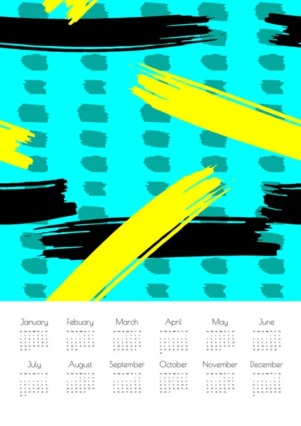 Cartão de calendário azul e amarelo — Vetor de Stock