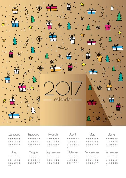 Calendario de colores con cajas de regalo — Archivo Imágenes Vectoriales