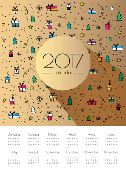 Calendario de colores con cajas de regalo — Archivo Imágenes Vectoriales