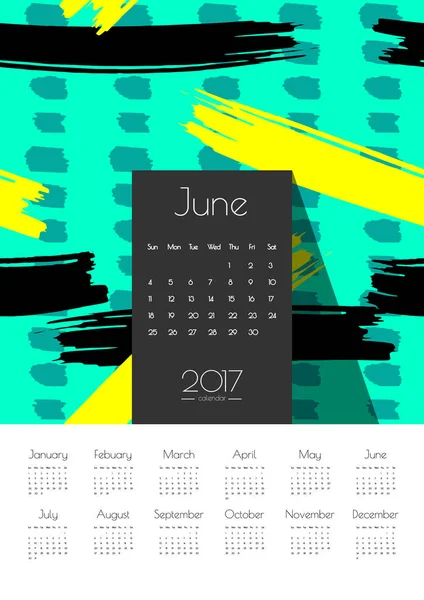 Blaue und gelbe Kalenderkarte — Stockvektor