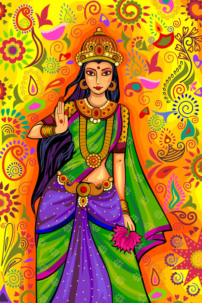Indian Goddess Lakshmi for Diwali festival celebration in India