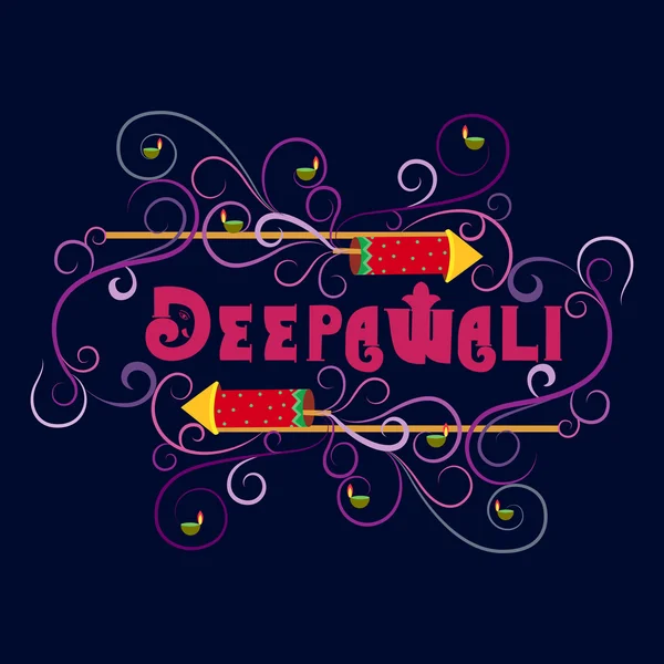 Tipografía Happy Diwali en estilo caligráfico para el festival de la India — Vector de stock