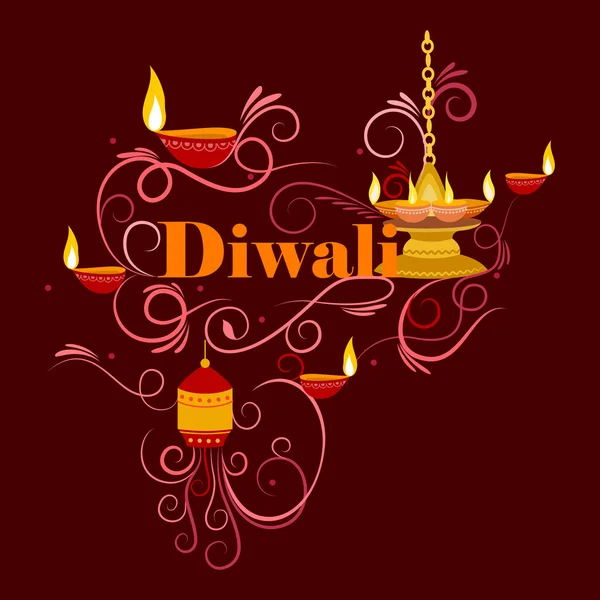 Tipografia feliz Diwali em estilo caligrafia para o festival da Índia — Vetor de Stock