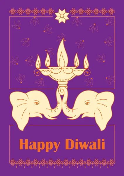 Diwali decorated diya for light festival of India — Stock Vector