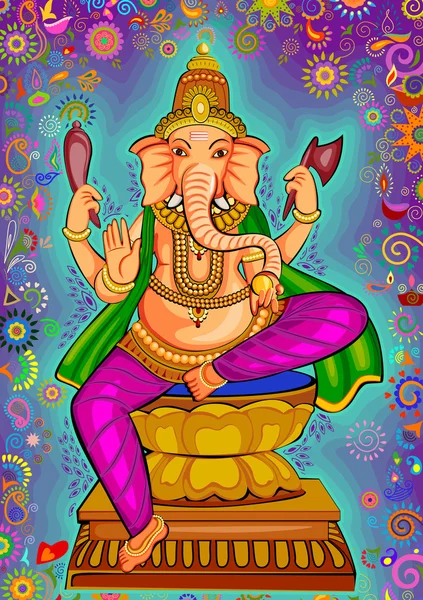 Señor Ganesha para la oración Diwali — Vector de stock