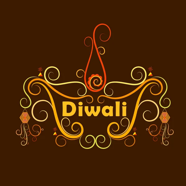 Happy Diwali typografii w stylu kaligrafia na Festiwal Indii — Wektor stockowy