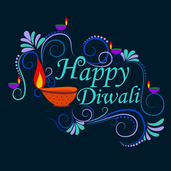 Felice tipografia Diwali in stile calligrafia per il festival dell'India — Vettoriale Stock