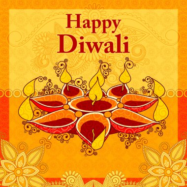 Diwali diya Hindistan'ın ışık Festivali için dekore edilmiştir.