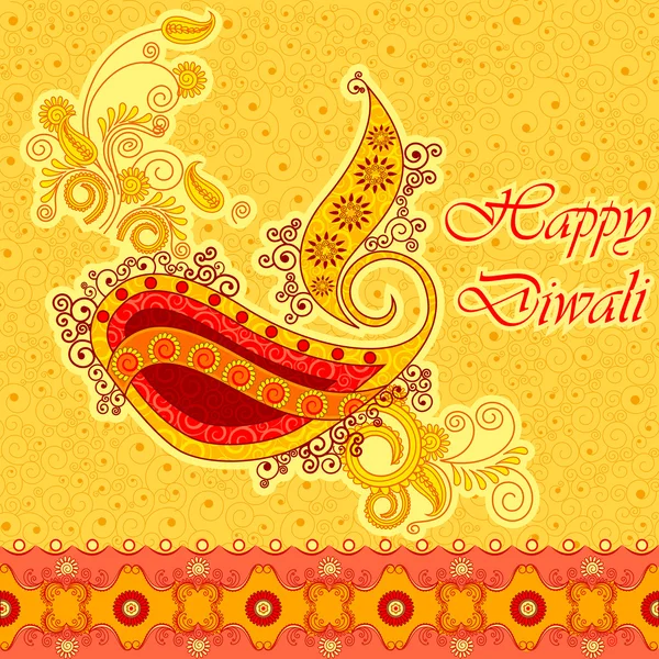 Diwali decoró diya para el festival de luz de la India — Vector de stock