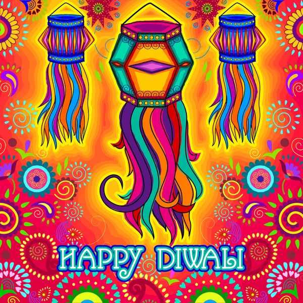 Diwali függesztett lámpa — Stock Vector