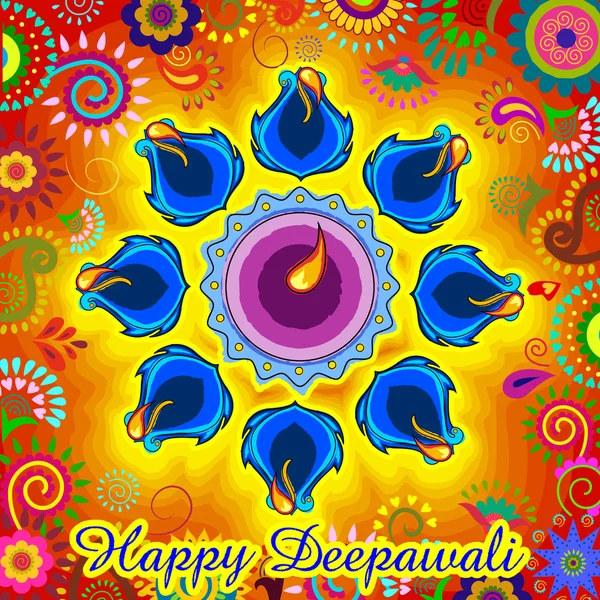 Diwali décoré diya pour la fête de la lumière de l'Inde — Image vectorielle