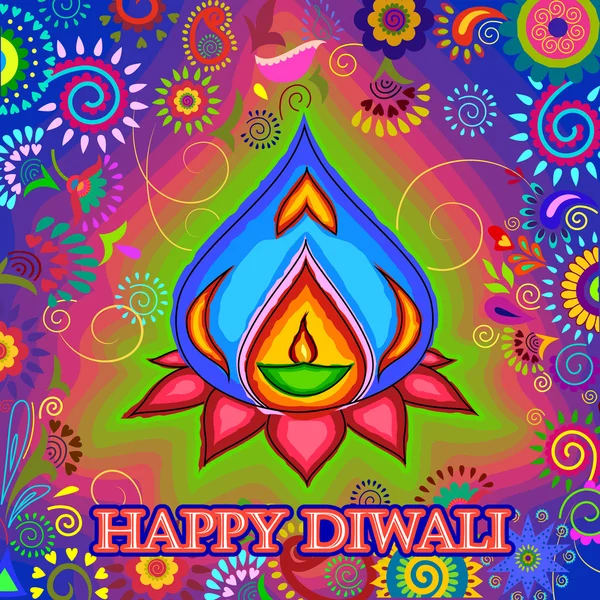 Diwali inredda diya för ljus festival i Indien — Stock vektor