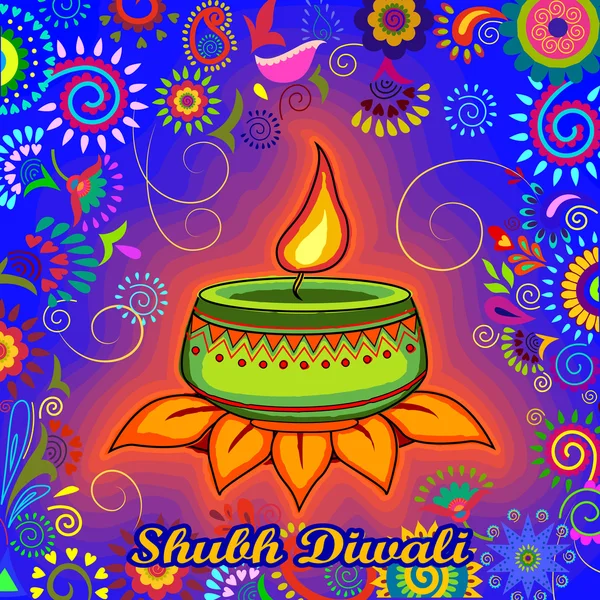 Diwali décoré diya pour la fête de la lumière de l'Inde — Image vectorielle