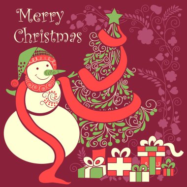 Kardan adam neşeli Noel tatili kutlama arka planı için