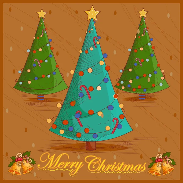 Geschmückter Baum für frohe Weihnachten Feiertagsfeier Hintergrund — Stockvektor