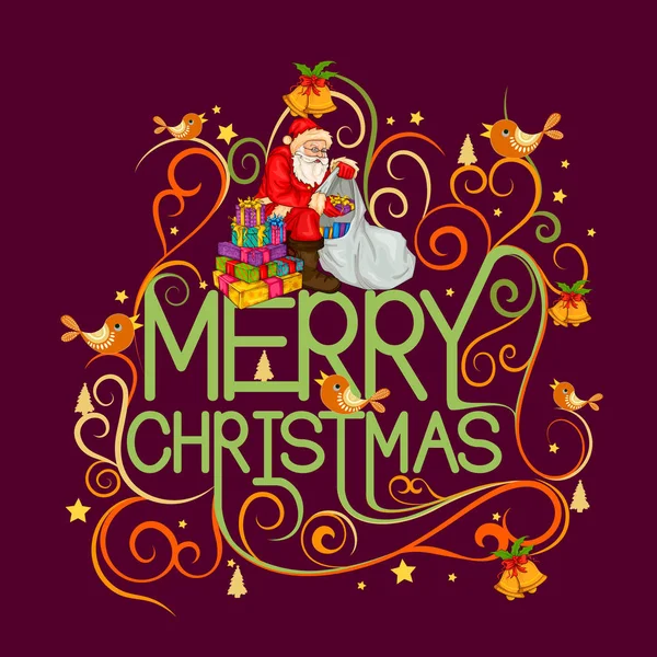 Santa Claus s wishlist a dopis pro Veselé Vánoce oslava pozadí — Stockový vektor