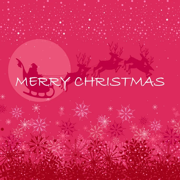 Weihnachtsmann fliegt im Schlitten für fröhliche Weihnachtsfeier Hintergrund — Stockvektor