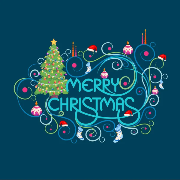 Arbre décoré pour Joyeux Noël Fond de célébration de Noël — Image vectorielle