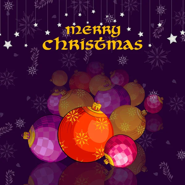 Bal voor Merry Christmas Holiday viering achtergrond versierd — Stockvector