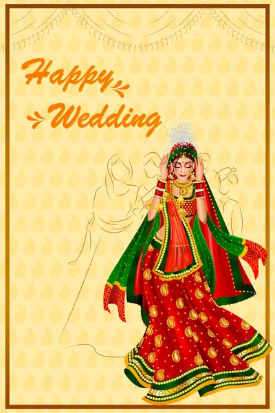 印度女人的新娘，在印度的 Vidai 婚礼 — 图库矢量图片