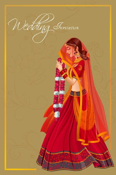 Varmala az esküvői szertartás India indiai nő menyasszony — Stock Vector