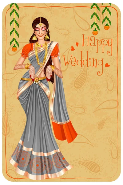 Indian woman bride in wedding Mehandi ceremony of India — Stock Vector