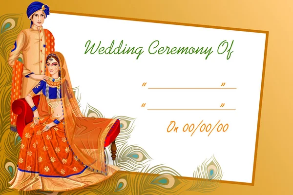 Индийская пара на свадебной церемонии Индии — стоковый вектор