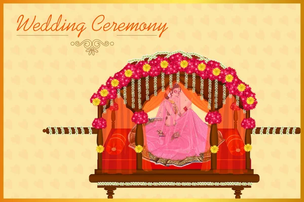 Indisk kvinna bruden i bröllopsceremonin i Indien — Stock vektor