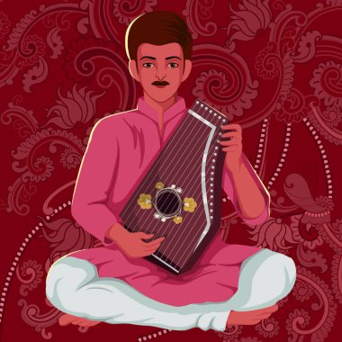 Hindistan'ın Swarmandal halk müziği sanatçısı