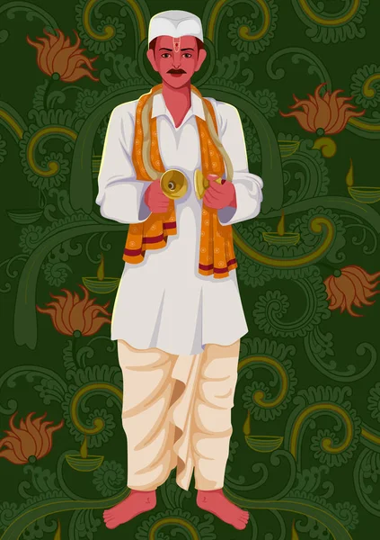 Artiste jouant Manjira musique folklorique de l'Inde — Image vectorielle